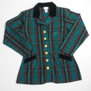 90s Plaid Blazer with Gold Buttons